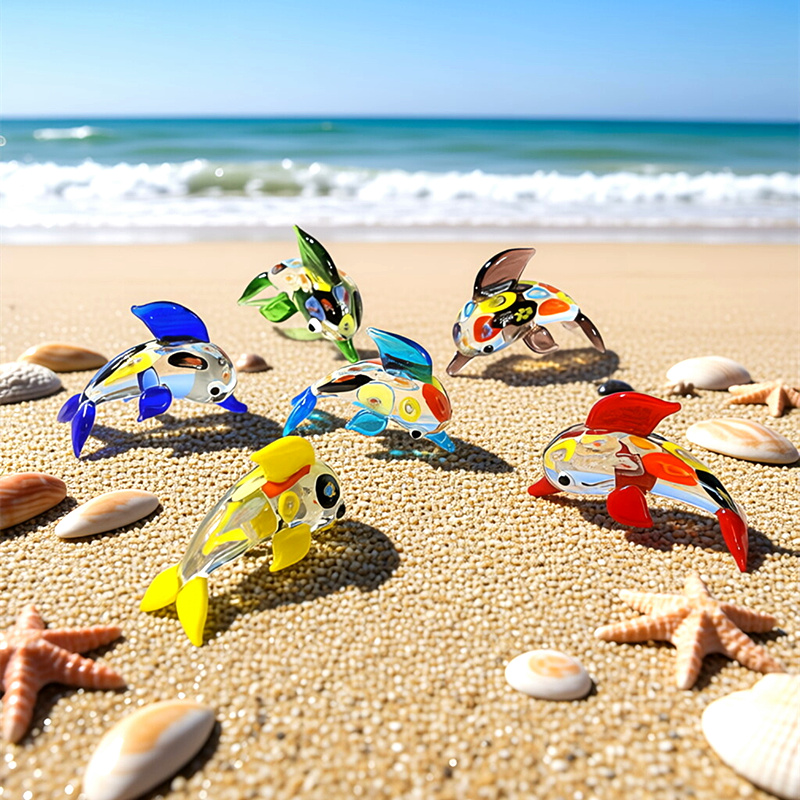 Marine Aquarium Europe - Bunte Miniatur-Glasdelfin-Figur Niedliche Meerestier-Ornamente für Zuhause