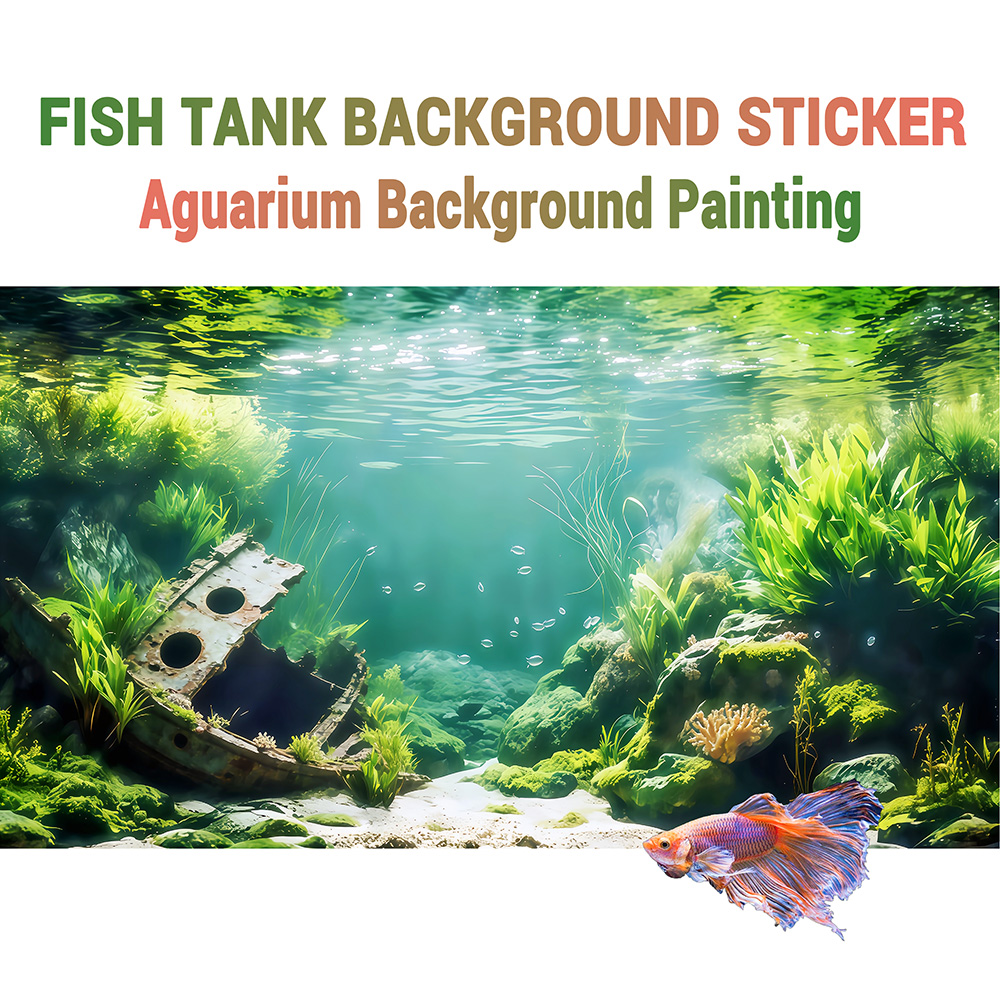 Marine Aquarium Glue - Aquarium-Hintergrund-Aufkleber, Sonnenschein-Wassergras, Selbstklebender Flachaufkleber für Fischbecken