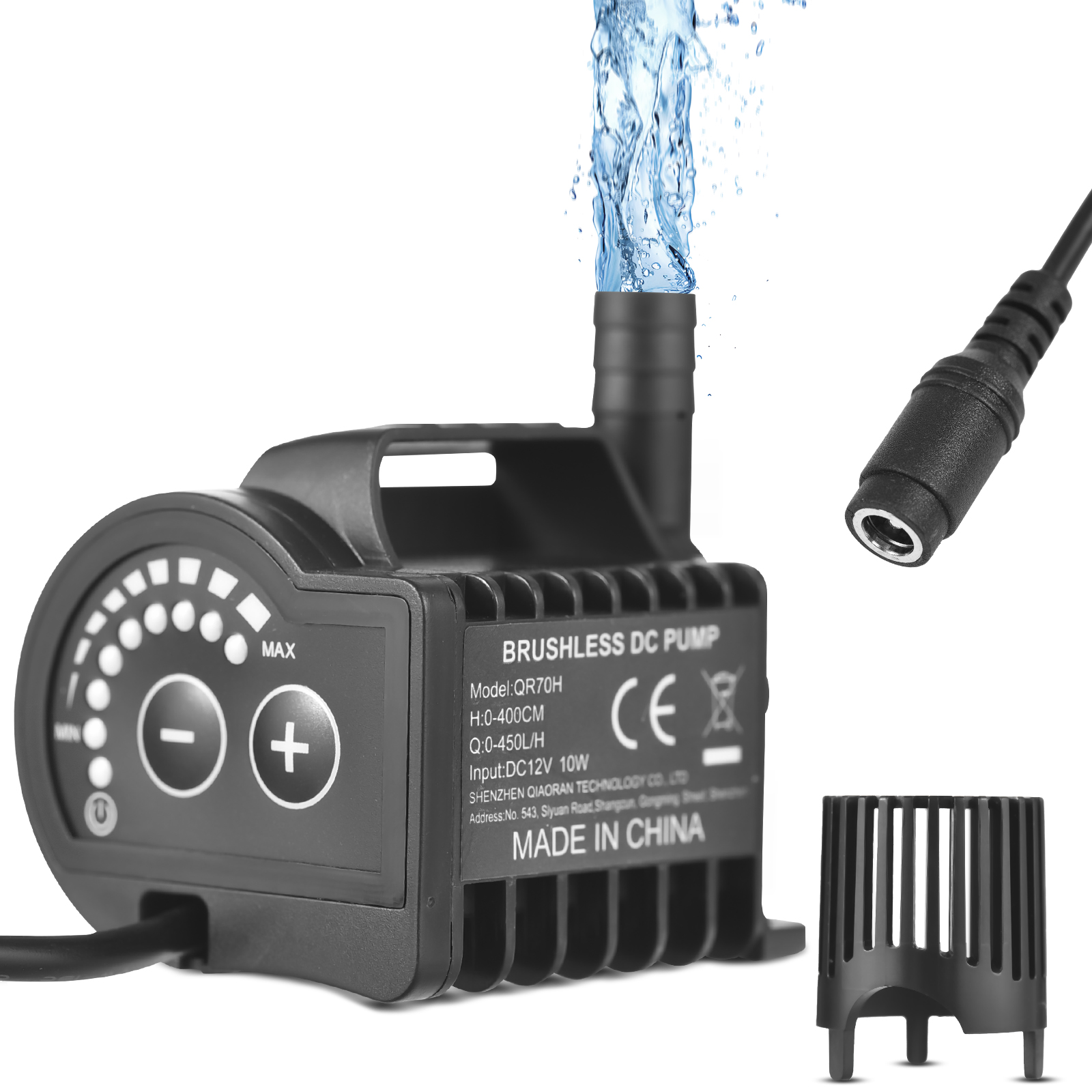 Marine Aquarium Return Pump - Tauchbare 12-V-Wasserpumpe, 8 Stufen einstellbar, 0–700